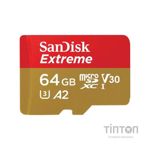 Карта пам'яті SanDisk 64GB microSDXC UHS-I U3 V30 A2 Extreme (SDSQXAH-064G-GN6GN)