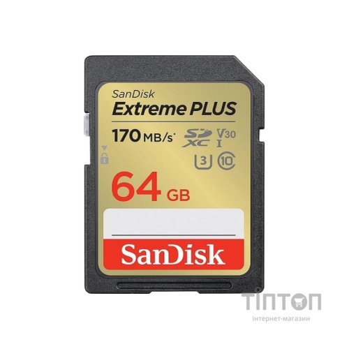 Карта пам'яті SanDisk 64GB SD class 10 UHS-I Extreme PLUS (SDSDXW2-064G-GNCIN)