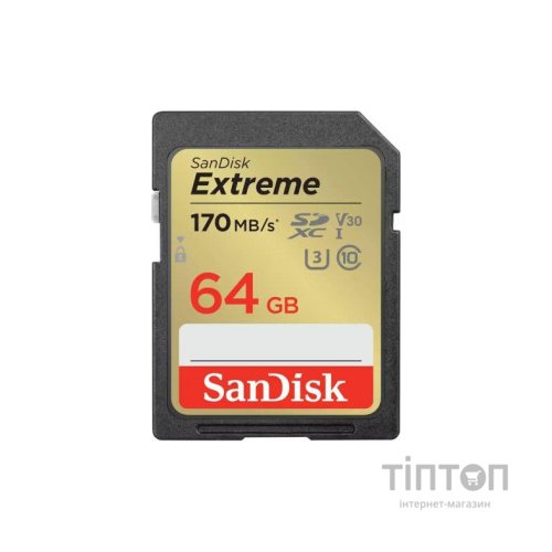 Карта пам'яті SanDisk 64GB SD class 10 UHS-I U3 V30 Extreme (SDSDXV2-064G-GNCIN)