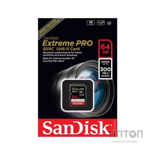 Карта пам'яті SanDisk 64GB SDXC Extreme Pro UHS-II (SDSDXDK-064G-GN4IN)