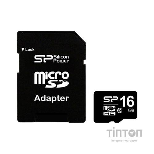 Карта пам'яті Silicon Power 16Gb microSDHC class 10 (SP016GBSTH010V10-SP)