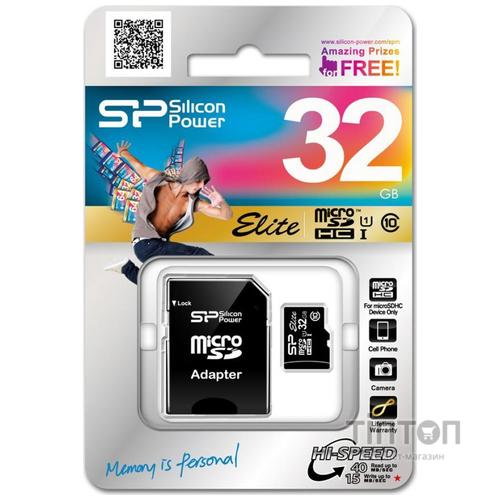 Карта пам'яті Silicon Power 32Gb microSDHC class 10 (SP032GBSTHBU1V10-SP)