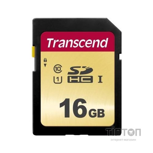 Карта пам'яті Transcend 16GB SDHC class 10 UHS-I U1 (TS16GSDC500S)