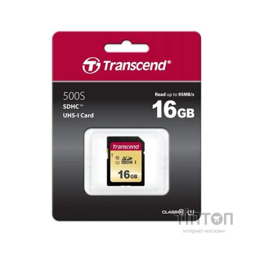 Карта пам'яті Transcend 16GB SDHC class 10 UHS-I U1 (TS16GSDC500S)