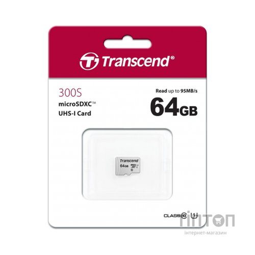 Карта пам'яті Transcend 64GB microSDXC class 10 UHS-I U1 (TS64GUSD300S)