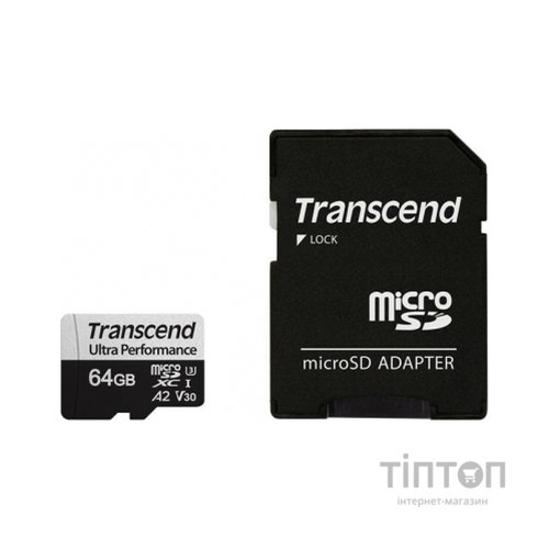 Карта пам'яті Transcend 64GB microSDXC class 10 UHS-I U3 A2 (TS64GUSD340S)