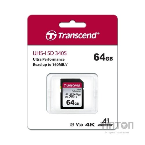 Карта пам'яті Transcend 64GB SD class 10 UHS-I U3 4K (TS64GSDC340S)