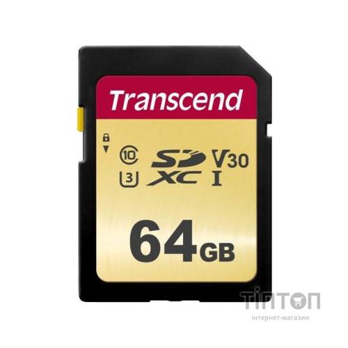 Карта пам'яті Transcend 64GB SDXC class 10 UHS-I (TS64GSDC500S)