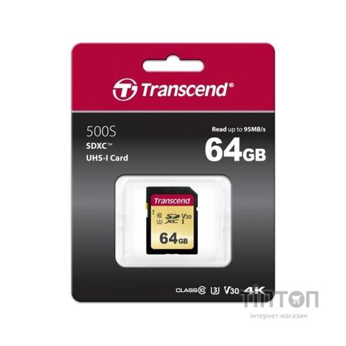 Карта пам'яті Transcend 64GB SDXC class 10 UHS-I (TS64GSDC500S)