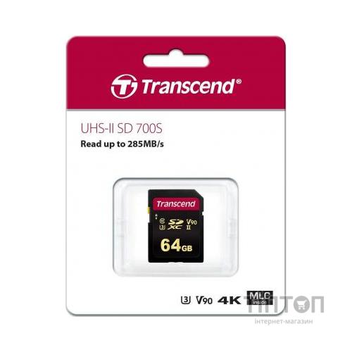 Карта пам'яті Transcend 64GB SDXC class 10 UHS-II U3 V90 MLC (TS64GSDC700S)