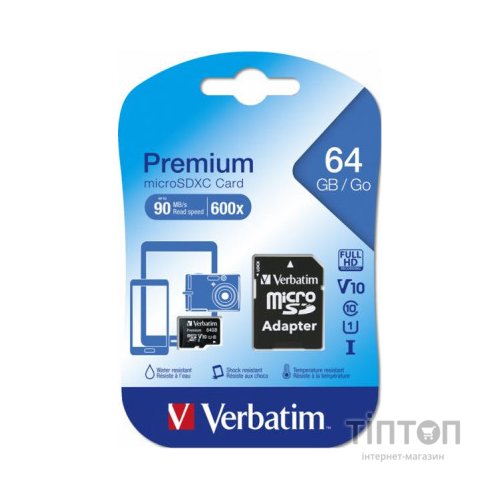 Карта пам'яті Verbatim 64GB microSDHC Class 10 (44084)