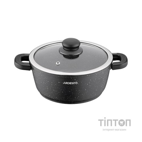 Каструля Ardesto Gemini Anzio скляна кришка 20 см 2,5 л чорна (AR2420GE)
