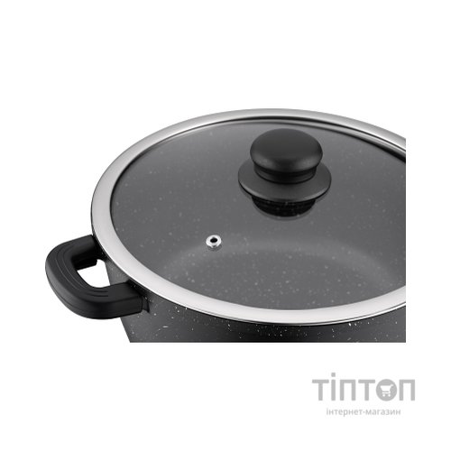 Каструля Ardesto Gemini Anzio скляна кришка 24 см 4,4 л чорна (AR2424GE)