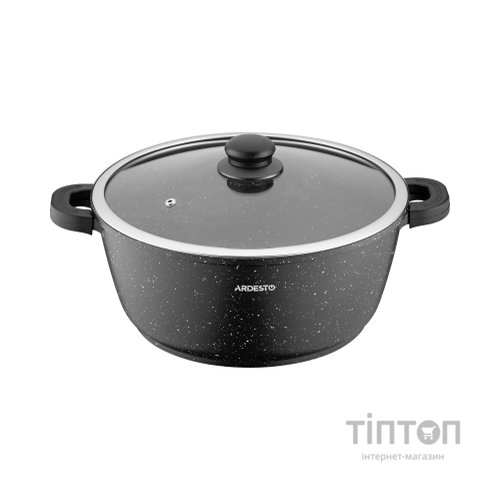 Каструля Ardesto Gemini Anzio скляна кришка 28 см 6,4 л чорна (AR2426GE)