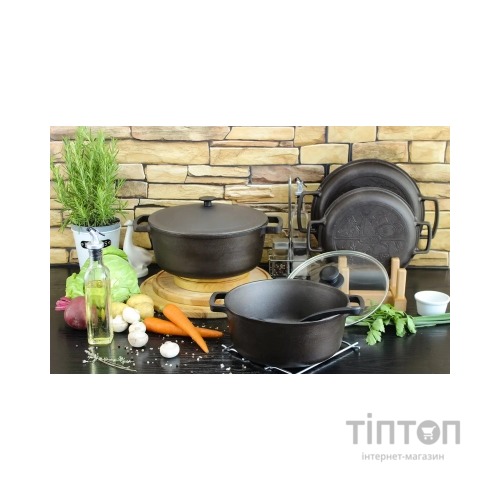 Каструля Brizoll чавунна з кришкою 6 л (P-6L-1)