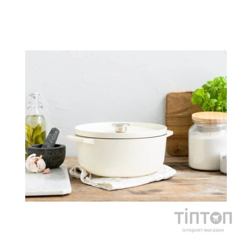 Каструля KitchenAid чавунна з кришкою 5,2 л Мигдалевий крем (CC006059-001)
