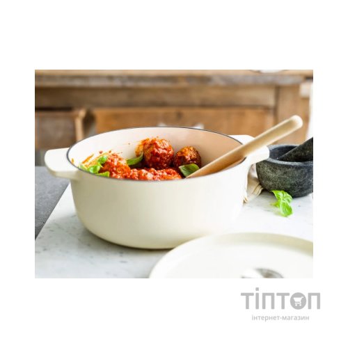 Каструля KitchenAid чавунна з кришкою 5,2 л Мигдалевий крем (CC006059-001)