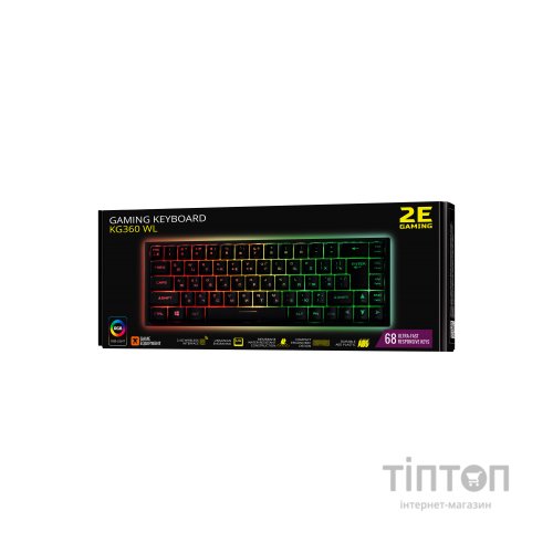 Клавіатура 2E GAMING KG360 RGB 68key Wireless Black (2E-KG360UBK)