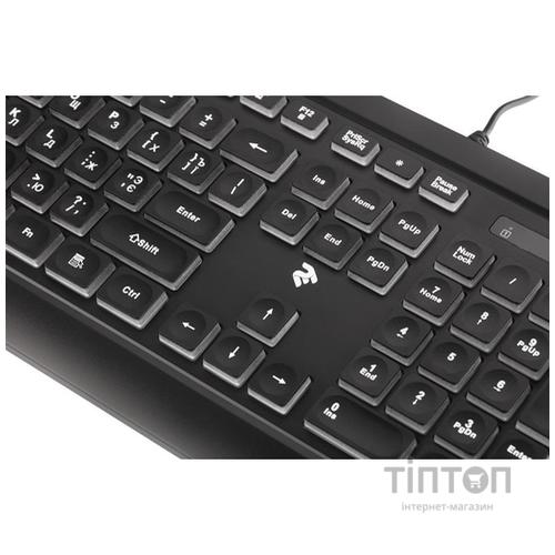 Клавіатура 2E KS120 White backlight USB Black (2E-KS120UB)