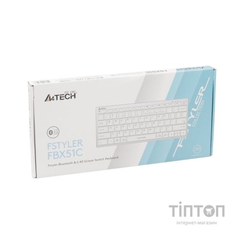 Клавіатура A4Tech FBX51C Wireless/Bluetooth White (FBX51C White)