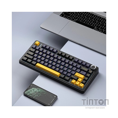 Клавіатура Aula F75 Gasket Greywood V3 switch Hot-Swap PBT Wireless/Bluetooth/USB Black (6948391208626)