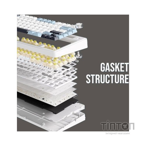 Клавіатура Aula F75 Gasket Greywood V3 switch Hot-Swap PBT Wireless/Bluetooth/USB White (6948391208640)