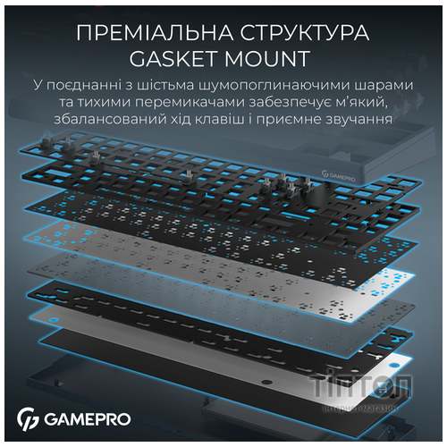 Клавіатура GamePro Asgard Ragnar Wireless/Bluetooth/USB UA Blue (MK285BL)