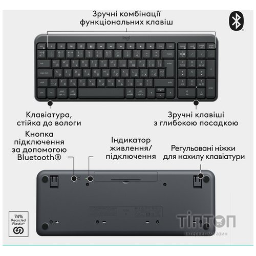 Клавіатура Logitech K250 Bluetooth UA Graphite (920-013822)