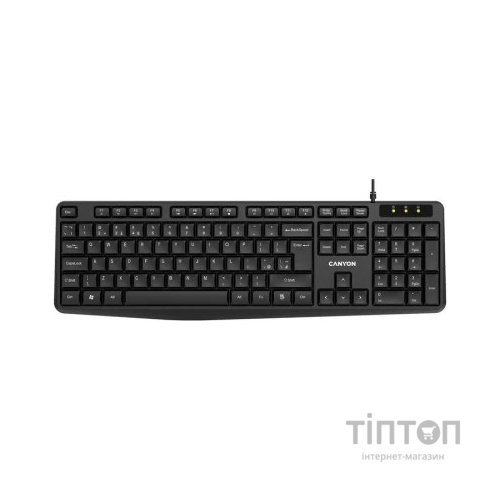 Клавіатура Canyon KB-1 Water resistant USB UA Black (CNE-CKEY01)