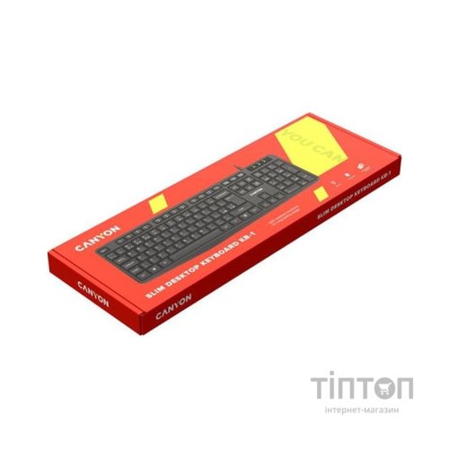 Клавіатура Canyon KB-1 Water resistant USB UA Black (CNE-CKEY01)