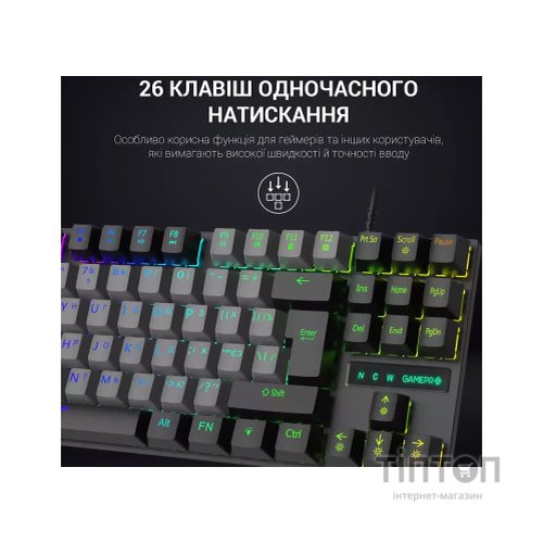 Клавіатура GamePro MK100B Blue Switch LED USB Black (MK100B)