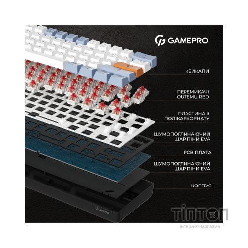 Клавіатура GamePro MK130R Hot-Swap Red Swich RGB USB UA Black (MK130R)