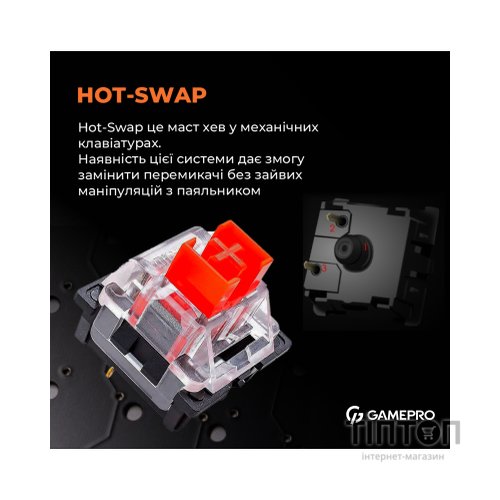 Клавіатура GamePro MK160B Hot-Swap Red Swich RGB USB UA Black (MK160B)