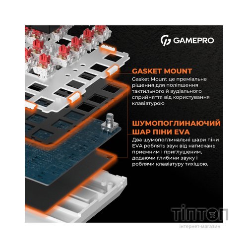 Клавіатура GamePro MK160B Hot-Swap Red Swich RGB USB UA Black (MK160B)