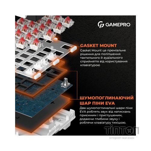 Клавіатура GamePro MK170B Hot-Swap Red Swich RGB USB UA Black (MK170B)