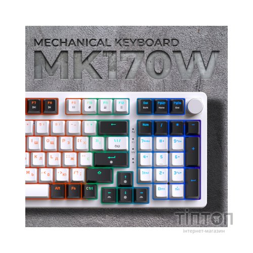 Клавіатура GamePro MK170W Hot-Swap Red Swich RGB USB UA White (MK170W)