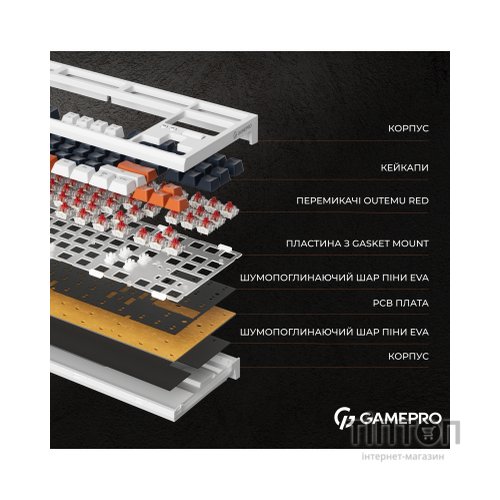 Клавіатура GamePro MK180B Hot-Swap Red Swich RGB USB UA Black (MK180B)