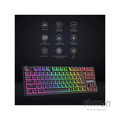 Клавіатура GamePro MK80B RGB Blue Switch USB Black (MK80B)