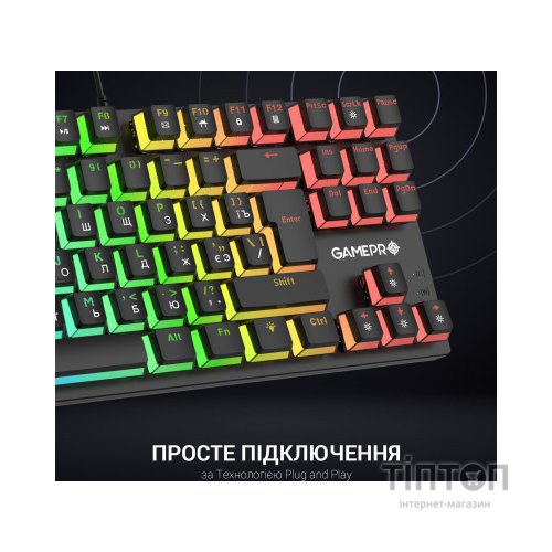 Клавіатура GamePro MK80R Red Switch RGB USB Black (MK80R)
