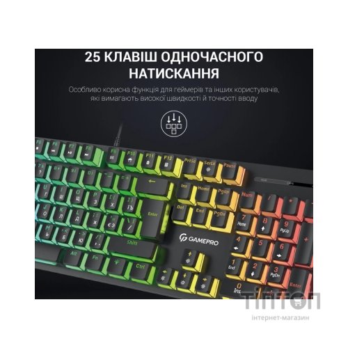 Клавіатура GamePro MK85B Blue Switch RGB USB Black (MK85B)
