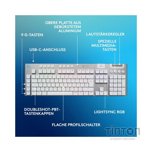 Клавіатура Logitech G915 X Lightspeed Switch-Tactile Wireless/Bluetooth/USB UA White (920-012690)