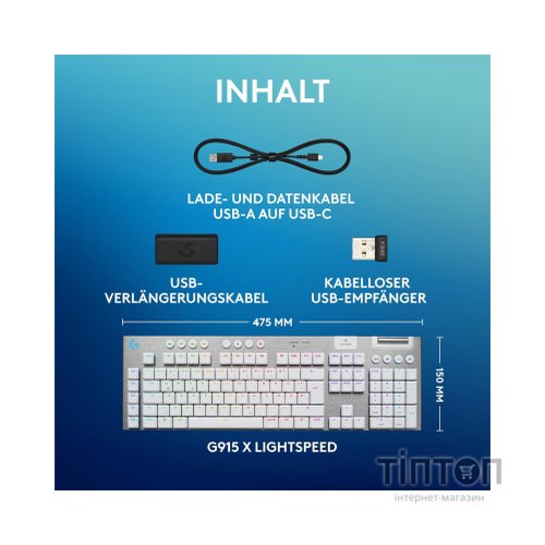 Клавіатура Logitech G915 X Lightspeed Switch-Tactile Wireless/Bluetooth/USB UA White (920-012690)