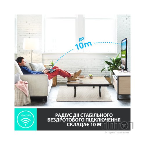 Клавіатура Logitech K400 Plus Touch Wireless UA Black (920-007145)