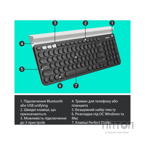 Клавіатура Logitech K780 Multi-Device Wireless UA Dark Gray (920-008042)