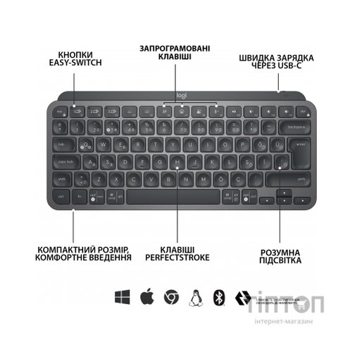 Клавіатура Logitech MX Keys Mini Wireless Illuminated Graphite (920-010501)