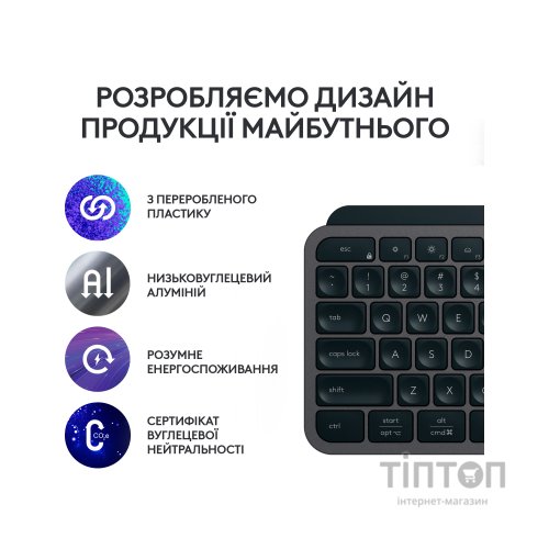 Клавіатура Logitech MX Keys S Plus Palmrest Wireless UA Graphite (920-011589)