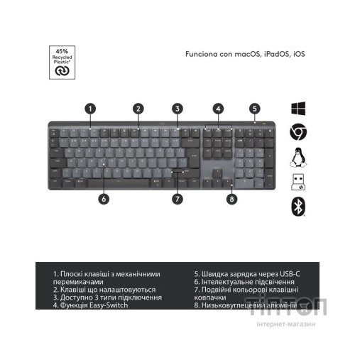 Клавіатура Logitech MX Mechanical Wireless Illuminated Performance Graphite (920-010757)