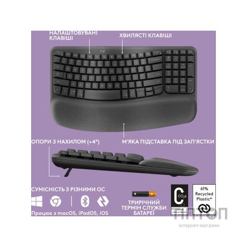 Клавіатура Logitech Wave Keys Bluetooth/Wireless Black (920-012304)