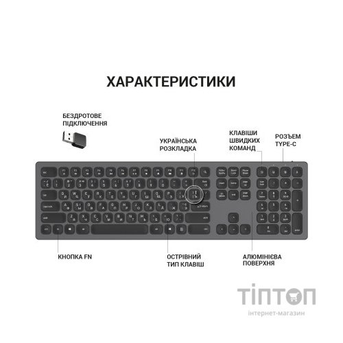 Клавіатура OfficePro SK1550 Wireless Black (SK1550B)