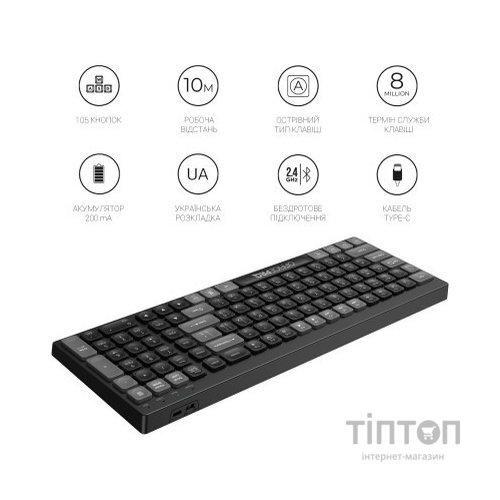 Клавіатура OfficePro SK985B Wireless/Bluetooth Black (SK985B)